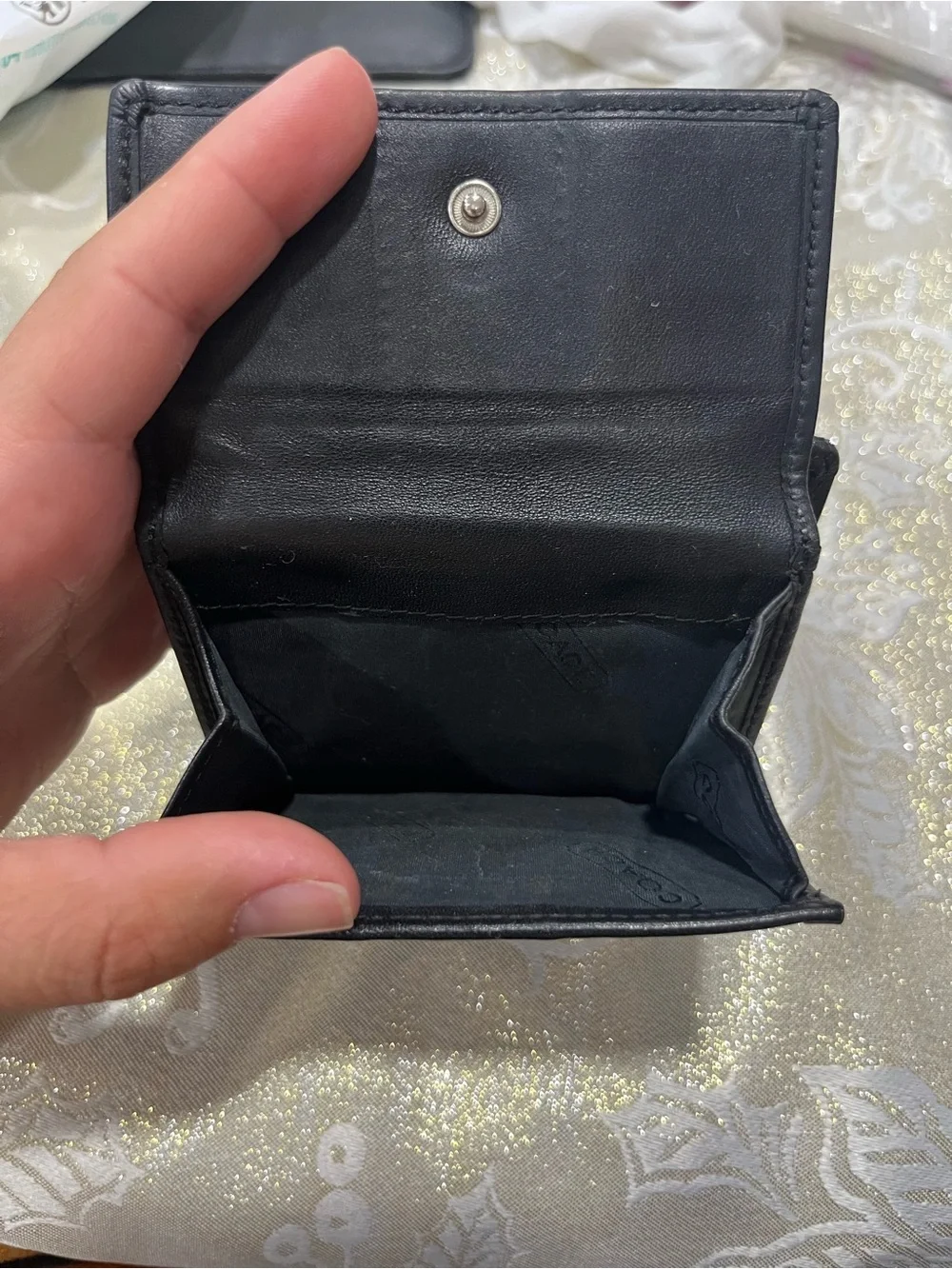 Vintage Y2K-era Coach Signature Jacquard & Leather French Bifold Wallet